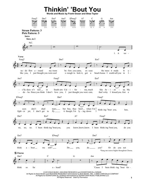 thinking about you chords frank ocean